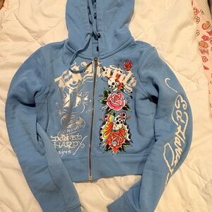 Ed Hardy Light Blue Graphic Hoodie